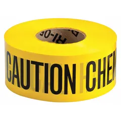 APPROVED VENDOR Caution Chemical Hazard Barrier Tape, 3 in x 1000 ft, Polyethylene, Black on Yellow, MPN 91463