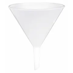General Purpose Lab Funnel, LDPE, 4 L, 187 mm Diameter, 92 mm Stem Length, 19.1 mm Stem OD, White