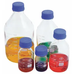 Glass Media Bottle, 500 mL, GL-45, Narrow Mouth, Colorless, with Drip-Free Ring