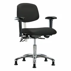 Vinyl ESD & Cleanroom Chair with Arms, ISO 5, ESD-Safe, Aluminum Base, Height Range 19-24 in