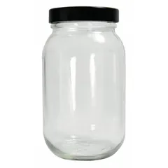 Clear Wide Mouth Round Glass Lab Bottle, 89-400, Colorless, 157 mm Dia, Pack of 4