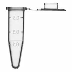 Microcentrifuge Tube, Polypropylene, 0.5 mL, Graduated, with Closure, Colorless