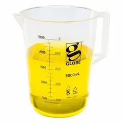 APPROVED VENDOR Low Form Plastic Beaker with Handles, 5,000 mL, Clear Polymethylpentene, Printed Graduations (3656-5M)