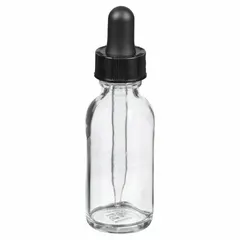 Clear Glass Lab Dropper Bottle, 30 mL, Soda Lime Glass, Round