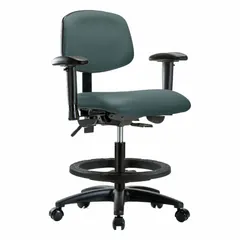 Vinyl Lab Chair with Arms, 18-1/2" Seat Width, 17" Seat Depth, 21" to 28-1/4" Height Range