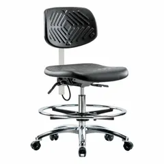 ESD Cleanroom Task Chair, Polyurethane, Armless, ISO 5, Aluminum Base