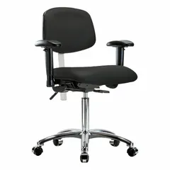 Approved Vendor Cleanroom Task Chair, Vinyl, Arms Included, Height Range 21 1/2 in to 29 in, Adjustable
