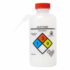 APPROVED VENDOR 36-1000 Wide Mouthed Integrated Spout Wash Bottle, 500 mL, Colorless Body, Red Closure