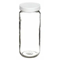 Clear Wide Mouth Round Glass Lab Bottle, 250 mL, 58-400 mm, Colorless, Semi-Volatile Organics, Pack of 12
