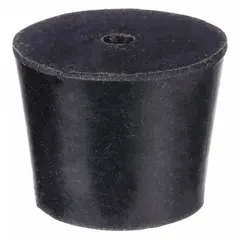 Natural Rubber Stopper, Size 5-1/2, Black, 28 mm Top Dia, 24 mm Bottom Dia, 25 mm Height