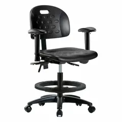 APPROVED VENDOR Polyurethane Lab Chair with Arms, Adjustable Height 19 3/4" to 27 1/2", 18" Seat Width