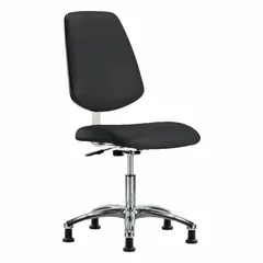 Vinyl Cleanroom Chair, Armless, ISO 4, Aluminum Base, Height Range 18 1/2" to 23 3/4", Seat Width 18 1/2", Seat Depth 17"