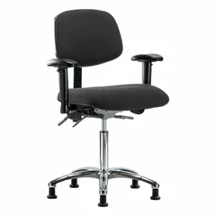 ESD Task Chair: Fabric, Arms Included, Ht Range 21 1/2 in to 29 in