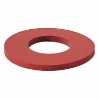 This hygienic single-piece sealing washer is made of FDA-approved red silicone rubber. It has an inside diameter of 5.3 mm, an outside diameter of 10 mm, and a maximum thickness of 1.57 mm. Designed for use without a nut, it is not metal detectable or X-ray detectable. Commonly used in food, beverage, and pharmaceutical processing to create sanitary seals between components