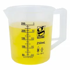 Low Form Plastic Beaker With Handles, Polypropylene, Translucent, 250 mL, Printed Graduations