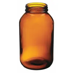 Amber Wide Mouth Glass Lab Bottle, 500 mL, 53-400 mm Neck, 81 mm Body Diameter