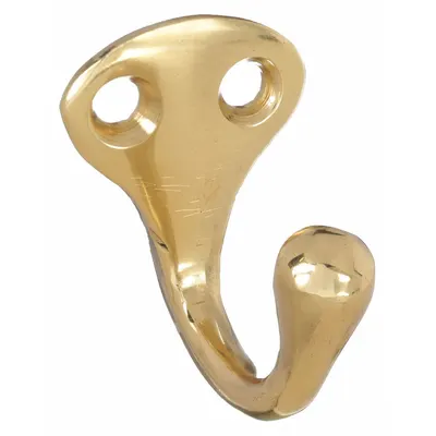 OEM Brass Coat Hook, Electroplated Gold, 1 5/8 in Projection, 25 lb Capacity - Mounted Coat & Garment Hooks