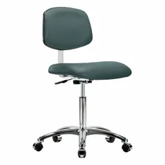 Vinyl Cleanroom Task Chair, Armless, Height Range 21 1/2 in to 29 in, Seat Width 18 1/2 in, Seat Depth 17 in, Aluminum Base, ISO 4