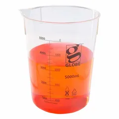 Low Form Plastic Beaker Without Handles, Polymethylpentene, Clear, 5,000 mL, Printed Graduations