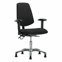 Fabric ESD Chair with Arms, Adjustable Height 19-24 in, Aluminum Base