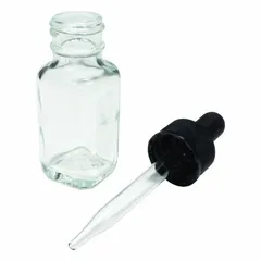 APPROVED VENDOR Clear Glass Lab Dropper Bottle, Square, 15 mL, 0.5 fl oz, Soda Lime Glass, Colorless (BDFSQ-0.5OZ)