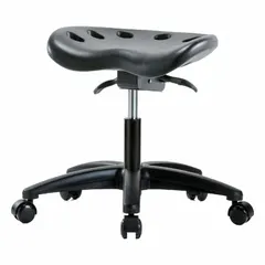 Polyurethane Lab Stool, Adjustable Height 16 1/2" to 21 1/2", 17" Seat Width, Fiberglass Base, 5 Casters