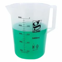 Low Form Plastic Beaker With Handles, Polypropylene, Translucent, 5,000 mL, Printed Graduations