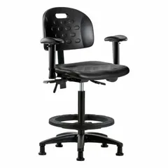 Polyurethane Lab Chair with Arms, Height Adjustable 24 1/4" to 34", Black