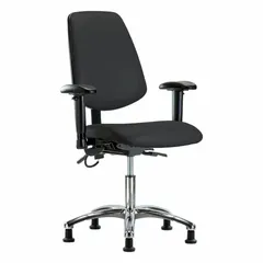 Vinyl ESD Chair with Arms, Adjustable Height 19-24 in, Aluminum Base
