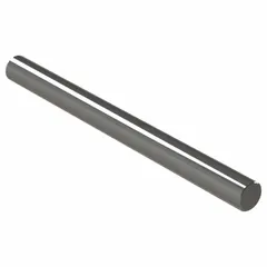Precision ground rotary shaft made from 12L14 steel with a diameter of 1/2 in and overall length of 12 in. Features a diameter tolerance of -0.0004 in, chamfered ends, and a hardness of 83HRB. Suitable for use in linear motion systems, conveyor drives, and automation equipment where accurate alignment and low friction are required.