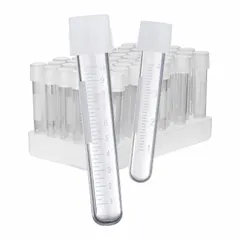 Approved Vendor Polystyrene Culture Tube, 14 mL, Round Bottom, Colorless, with Attached Screw Cap, Graduated, T8840