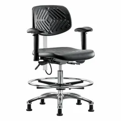 APPROVED VENDOR Polyurethane ESD & Cleanroom Task Chair with Arms, ISO 5, 16 in Seat Width, Adjustable Height 20 1/4 in to 28 in