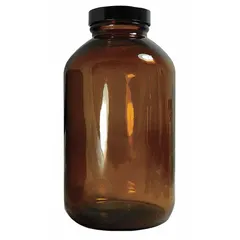 Amber Wide Mouth Glass Lab Bottles, 70-400, 140 mm Body Dia, Case of 12