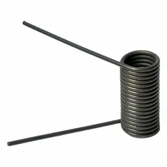 Right-hand wind torsion spring made from music wire. Wire diameter 0.055 in, outer diameter 0.564 in. Designed to store and release rotational energy in mechanical assemblies such as actuators, valves, and control mechanisms.
